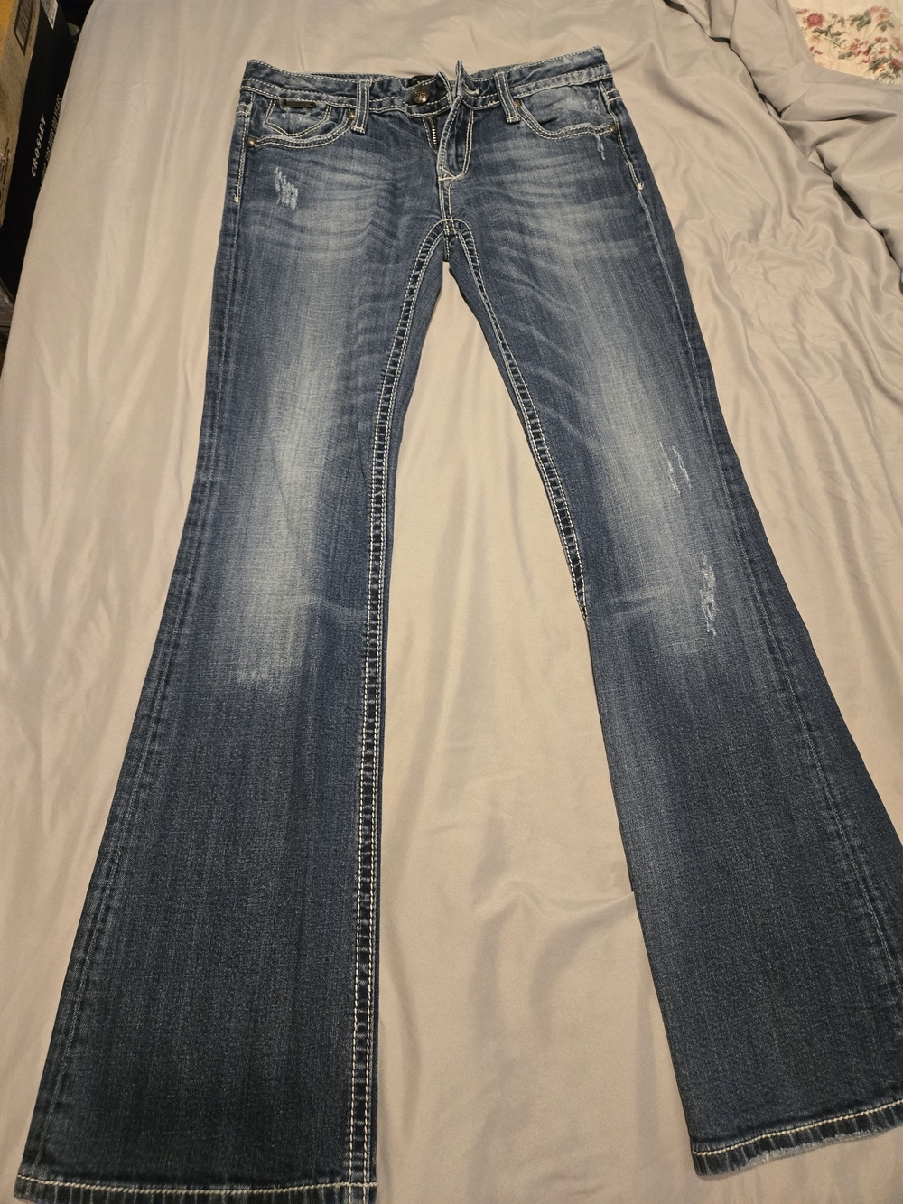 Express Dark Blue Flared Wide-Leg Jeans